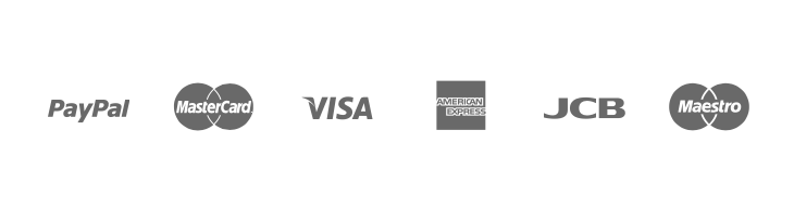 Ödeme: PayPal, Mastercard, Visa, American Express, JCB, Maestro